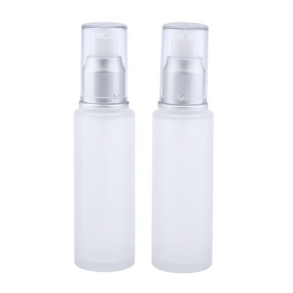 3x2Pcs Empty Glass Bottles Cosmetic Makeup Travel Lotion Containers 50ml Pump