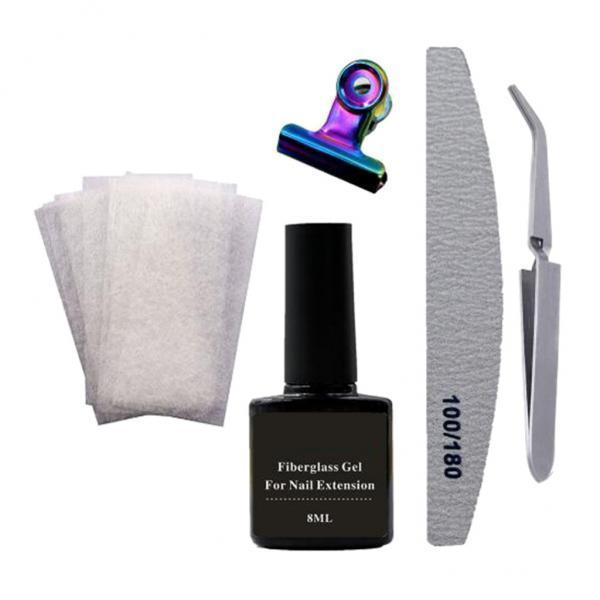 3xNail Art Non-woven Silk Fiberglass Gel Tip Extension Fiber Kit
