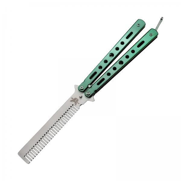 4xButterfly Combs Folding Combs Metal Portable Hair Comb for Sport Outdoor Use Green