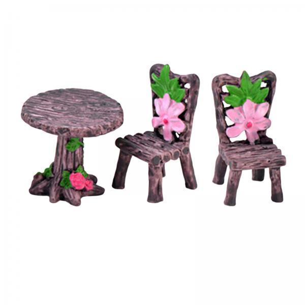 4xMiniature Table Chair Set Dollhouse DIY Mini Model Set Ornaments Furniture