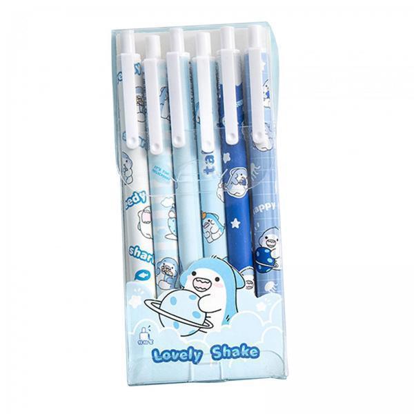 4x6Pcs Rollerball Pens Retractable Ballpoint Pens for Students Kids Journaling Shark