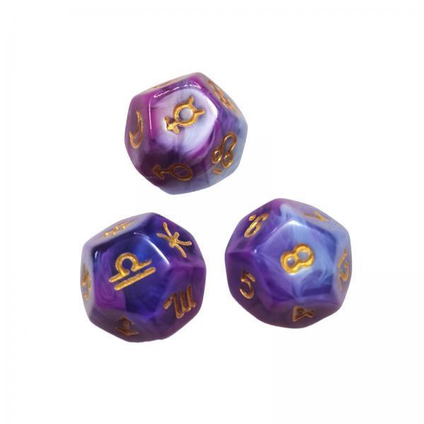 4x3 Pieces D12 Polyhedral Dice Astrology Dices for Card Game Role Playing Game Style F