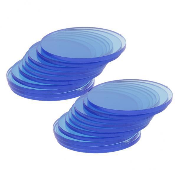2x20pcs Mini Acrylic Round Base Display Stand Board Discs Accessory 4cm Blue