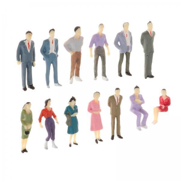 3x13pcs Model Trains 1:50 Painted Figures O SCALE People Standing Seated