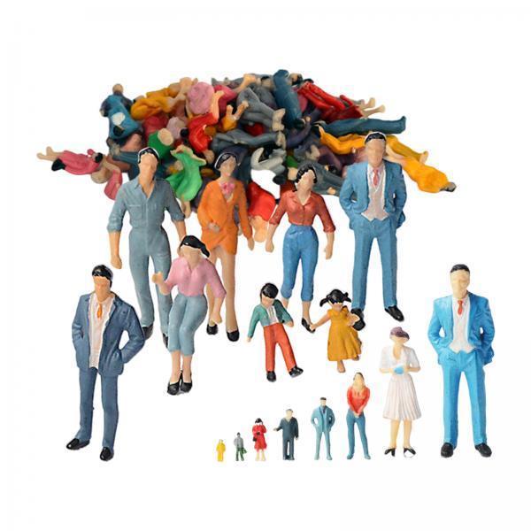 2xHand Painted Figures Assorted Poses Sand Table Tiny Scenery Decorative 100pcs 150th