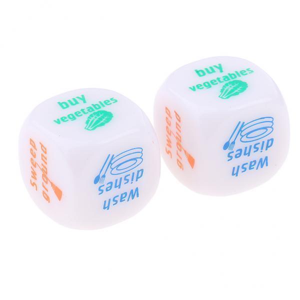 4x2Pieces Housework Dice Six Sided D6 Chores Dies for Family Play Fun Toy Gift