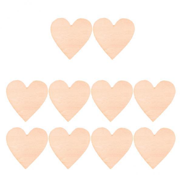 4x10pcs Natural Cutouts Wood Heart Shapes DIY Craft Wooden Embellishments