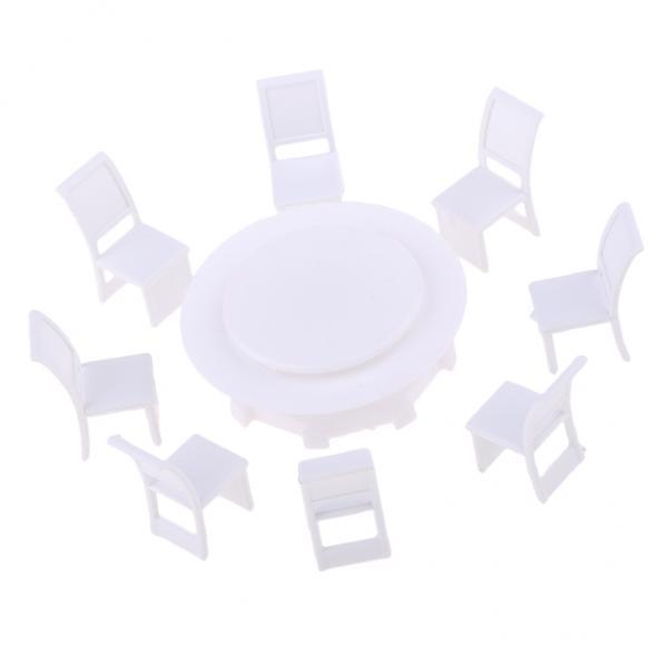 4xMiniature Dollhouse Kitchen Scenery Model 1:100 HO Scale Dining Table Chairs