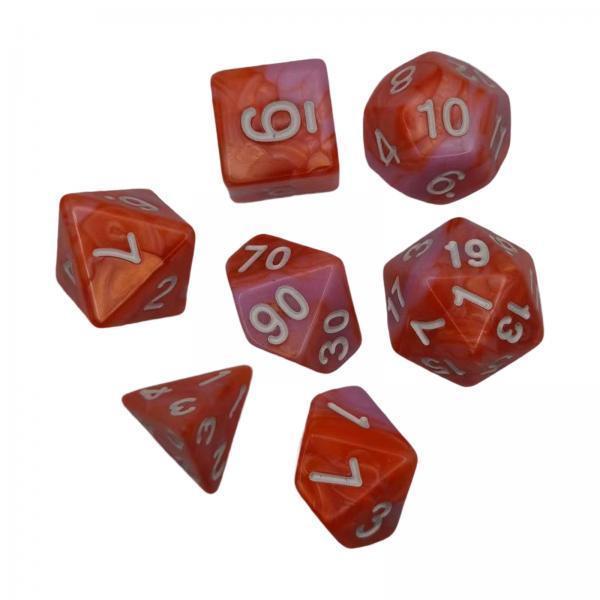 3x7 Pieces Polyhedral Dices Set Durable Board Game Props for Card Game Cafe Orange Pink