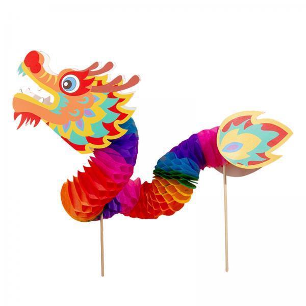 2xChinese Paper Dragon Pick Props 3D Toys for Spring Festival Outdoor New Year