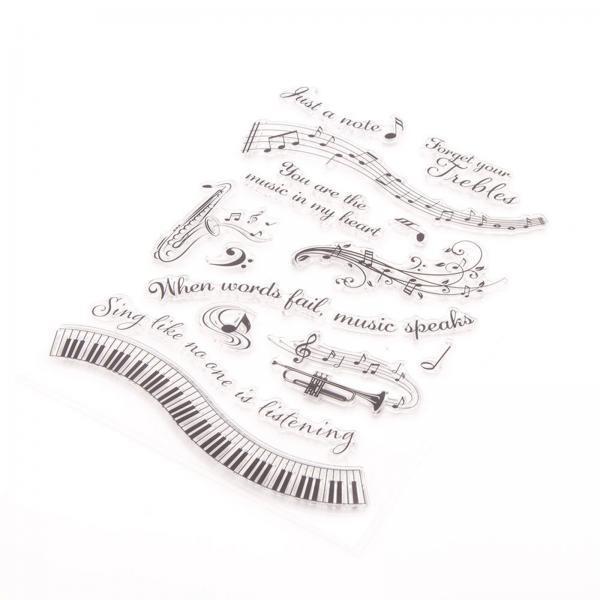 4xMusic Theme Letters Stamps Durable Clear Stamps for Album Party Cards Making