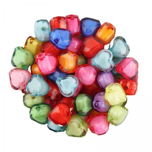 4xAcrylic Heart Beads Heart Shaped Beads for Beading Key Chains Jewelry Making Small 50pcs