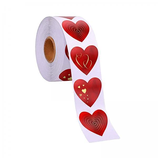 4xValentine's Day Stickers Decals Seal Labels for Gift Box Sales Bags Gift Bag Heart Print 2.5cm