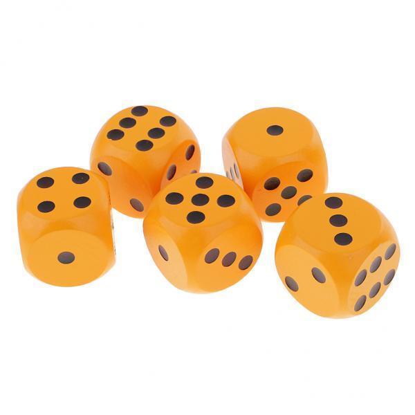 2x5 Piece/Set 3cm Wooden Dice D6 Six Sided Dotted Dice for D&D TRPG Toy Orange