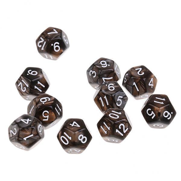 4x10pcs 12 Sided Dice D12 Polyhedral Dice for Dungeons and Dragons Table Games Coffee Gray