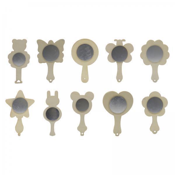 4x10Pcs Unpainted Unfinished Wooden Mirror Handmade Handheld Makeup Mirror