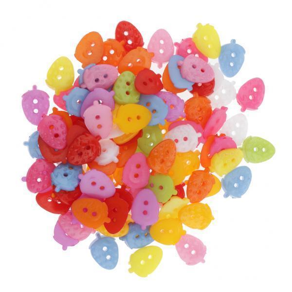 3x100x 15mm Colorful Plastic 2-holes Buttons for DIY Sewing Craft strawberry