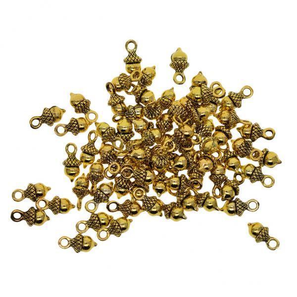 2x50pcs antique 3D Pineal Fruit Acorn Nut Charm DIY Jewelry Golden