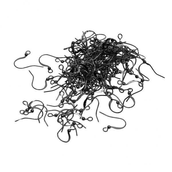 3x100Piece Brass Earring Hooks Fish Hook Ear Wires French Wire Hooks Black