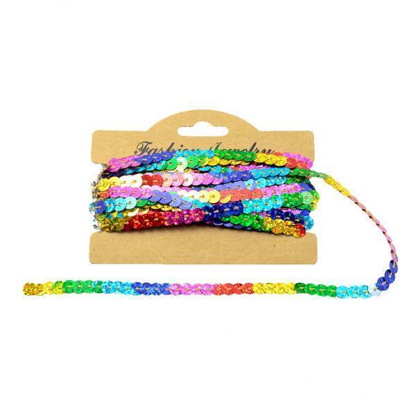 2x5Yd Sequins Paillette Ribbon Trim Braid Trim Lace DIY Sewing crafts rainbow