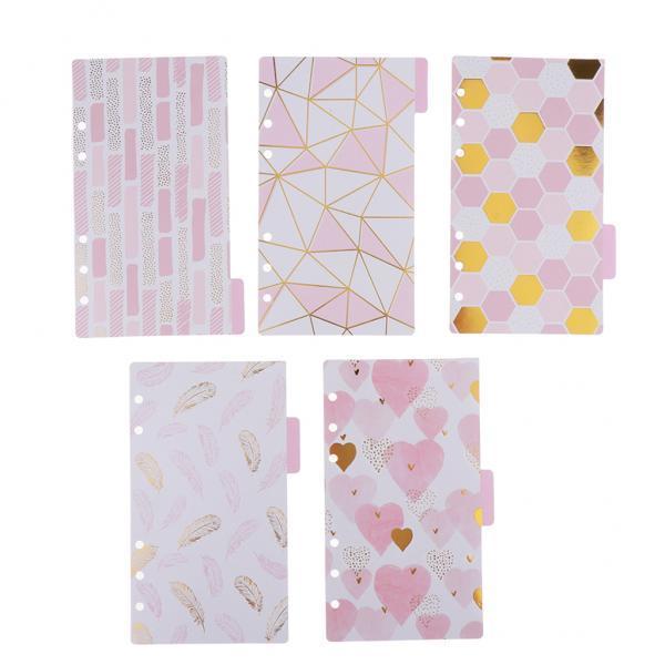 3xGold Stamping Index Dividers Tabbed Paper Insert Planner Divider for A6 C