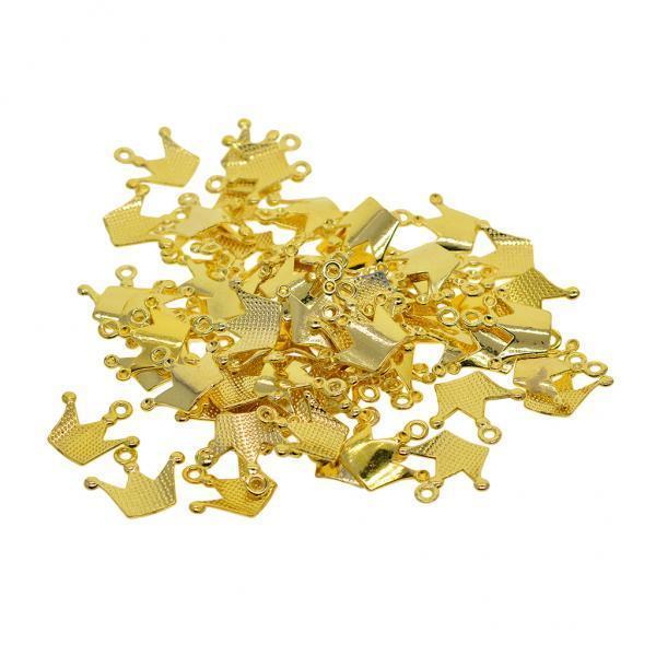 4x100Pcs Golden Plated Crown Charms Pendants Fit Bracelet DIY Jewelry Crafts