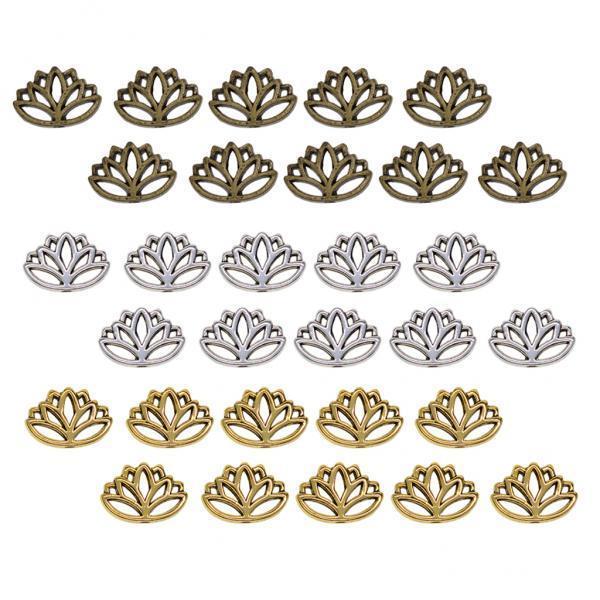 4x30x Retro Hollow out buddha yoga lotus flower metal spacer bead mixed