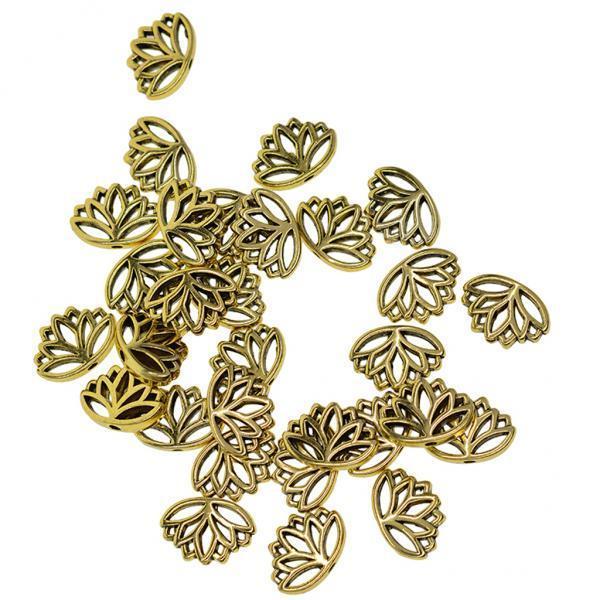 3x30x Retro Hollow out buddha yoga lotus flower metal spacer bead Antique Gold