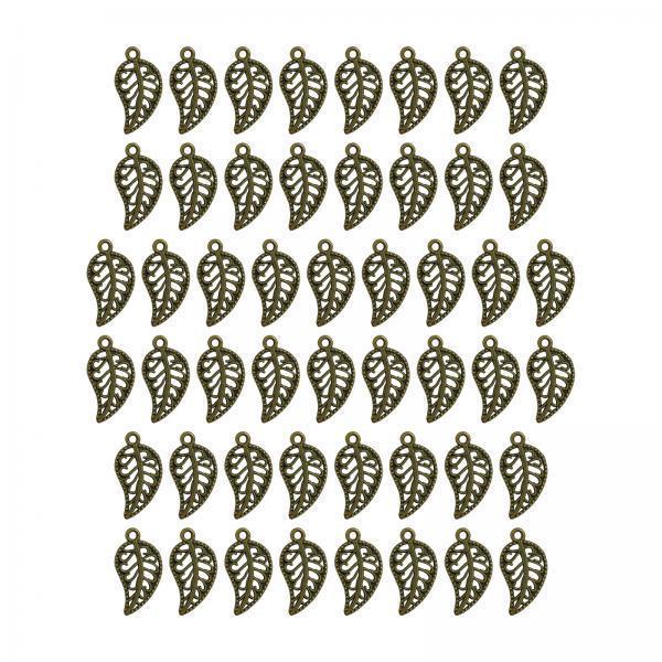 3x50 Pieces Retro Leaf Charms Pendents for DIY Crafts Graduation Gift Necklace Bronze Color
