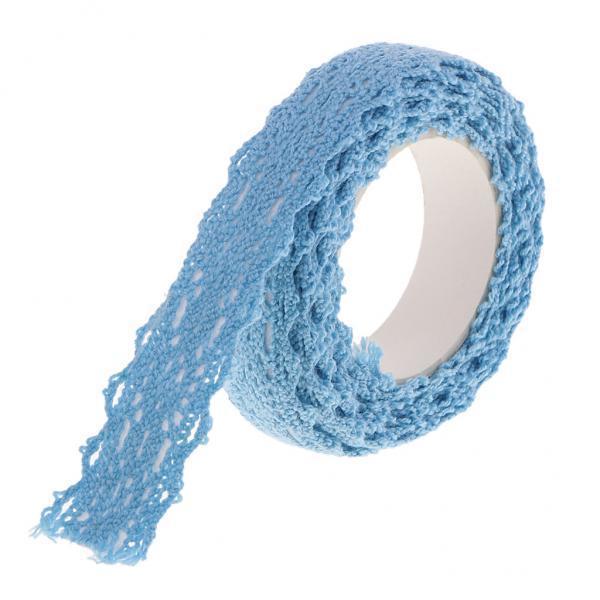 4x2 Yards 15mm Fabric Lace Washi Tape Self Adhesive Trim Wedding blue