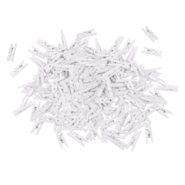 2x100 Pieces White Mini Wooden Clothes Photo Paper Peg Clothespin Craft Clips
