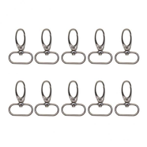 2x10 pieces Silver Swivel Lanyard Snap Hook with Key Rings Jewelry Findings