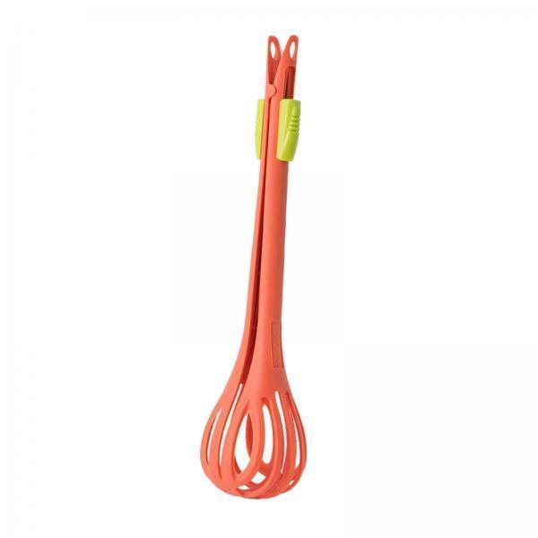 3xEgg Beater 2-in-1 Food Tong Holder Cooking Frother Kitchen Tool Orange