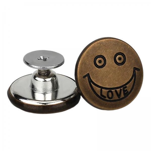 4x3PCS Detachable Jean Buttons Removable Reduce Waist Size for Cowboy Clothing Bronze Smile Face