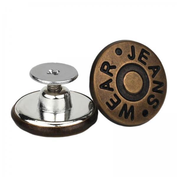 3x3PCS Detachable Jean Buttons Removable Reduce Waist Size for Cowboy Clothing Bronze English