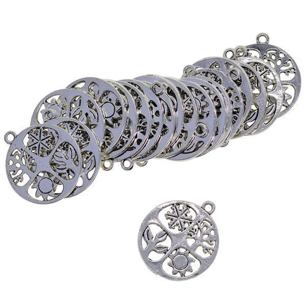 2x20 Pcs 4 seasons Tree leaf sun snowflake jewelry DIY Charms Round