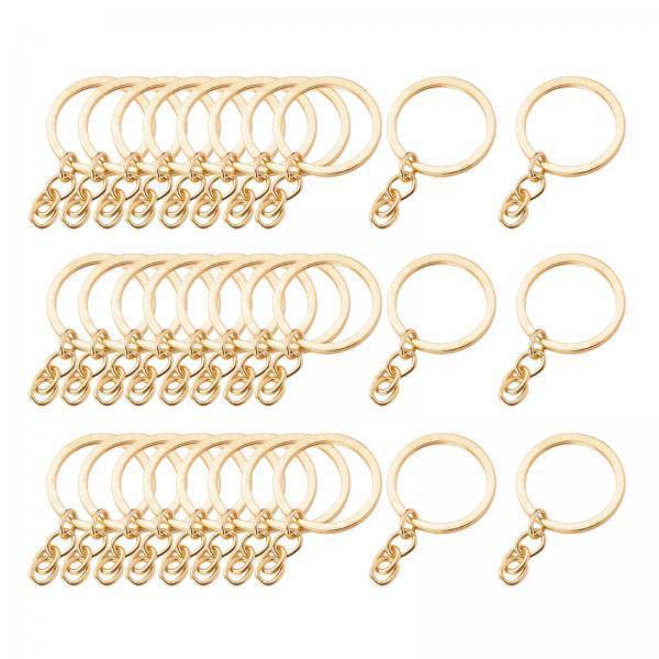4x30x Keyring Blanks Key Chains Findings Split Rings 4 Link 25mm_Rose Gold