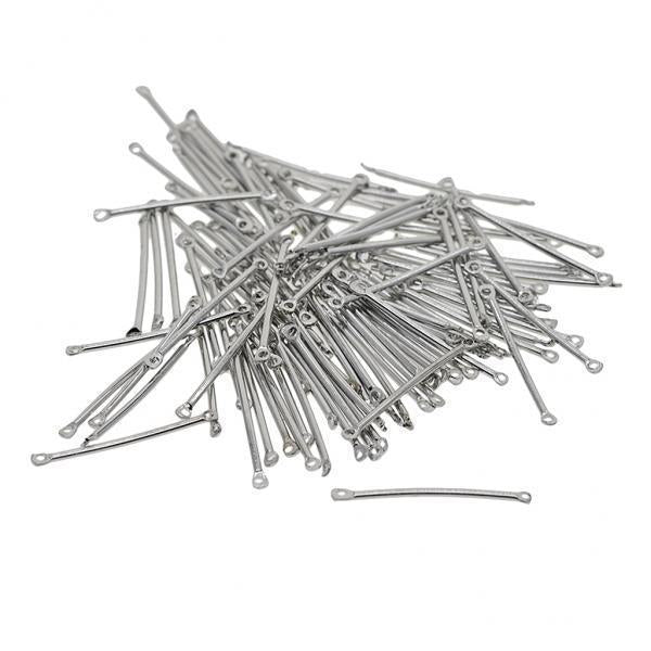 4x100 Pieces Silver Metal Bar Straight Connector Dangle Charms DIY Making 25mm