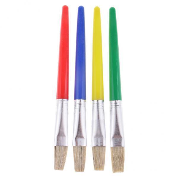 2x4x Flat Brush Kid Artist Paint Brushes Set Watercolor Acrylic Oil Painting
