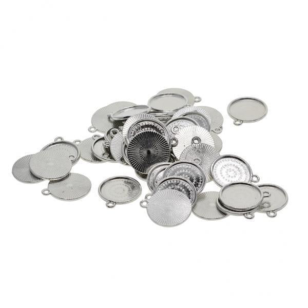 2x50x 18mm Round Pendant Blank Cabochon Base Setting Trays DIY Jewelry Making