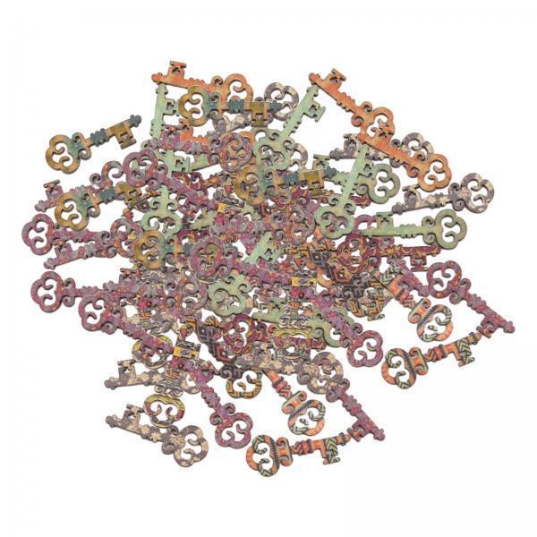 2x50Pieces Wood Key Mini Art Craft Embellishment Cards Bookmark Scrapbooks
