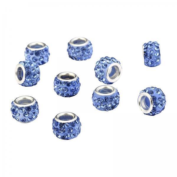 3x10pcs European Spacer Beads Rhinestone Bracelet Jewelry Findings Blue