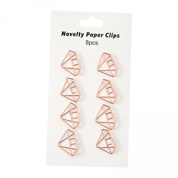 2x8x Novelty Paper Clips Metal Party Invitation Card Document Organization Diamond