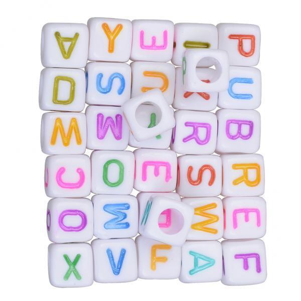 2x200 Pcs Mix Square Acrylic Alphabet Beads Charms Large Hole DIY Crafts 2 #
