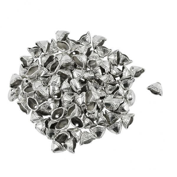 4x100 Pieces Beads Cap Tassel End Cap Jewelry Making Findings Antique Silver