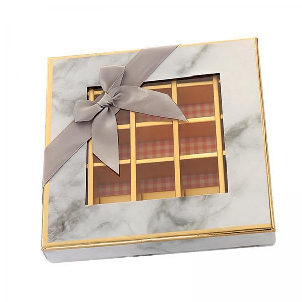 4xChocolate Display Box 9 Grids Trendy Candy Box for Wedding Holiday Birthday Gray