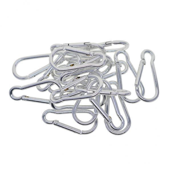 3x20 Piece D Shape Sports Hiking Carabiner Buckle Snap Spring Clip Hook Silver