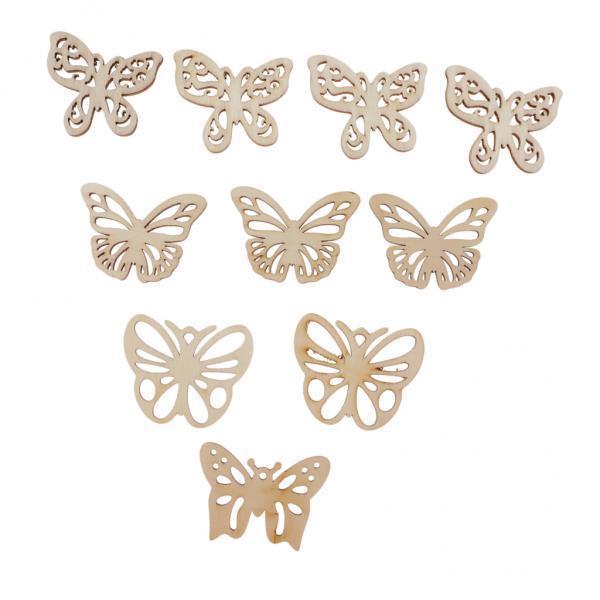 4x10 Pieces Butterfly Shape Hollow Wooden Pieces Embellishments Crafts