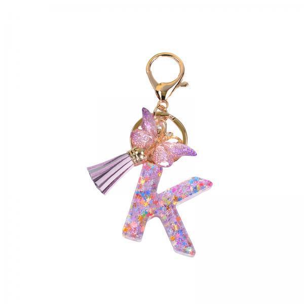 3xResin Keychain Ornaments Girls Women Gifts English Alphabet Keyring Keychain K