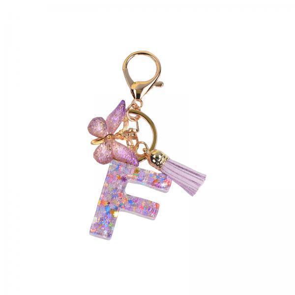 3xResin Keychain Ornaments Girls Women Gifts English Alphabet Keyring Keychain F